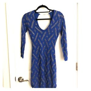 Guess Blue and Silver Metallic Dress in size S